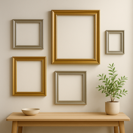 marcos de plata y oro de alta calidad que protegen y adornan tus fotos. Ideal para cualquier espacio decorativo.